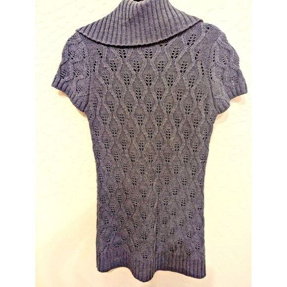 Mary Firenze Italy Women's Sweater Size M Acrylic Wool Slate Blue Cap Sleeve - Picture 9 of 9